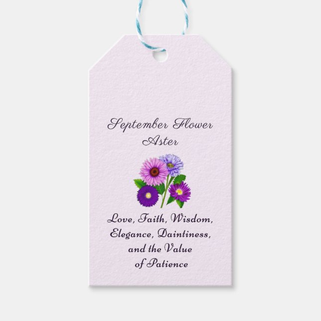 Personligen Flower Aster i september Presentetikett (Framsidan)