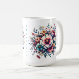 Personligen Flower Bouquet vattencolor Kaffemugg