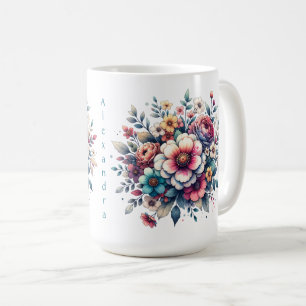 Personligen Flower Bouquet vattencolor Kaffemugg