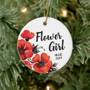 Personligen Flower Girl Namn Julgransprydnad Keramik