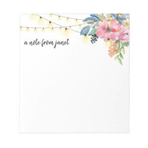 Personligen Flowers & String Ljus Anteckningsblock