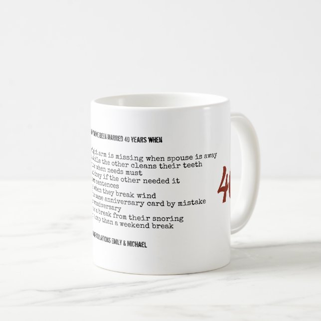 PERSONLIGEN FONNY 40:e Bröllop-årsdagen Kaffemugg (Framsida höger)