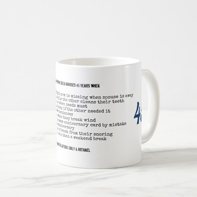 PERSONLIGEN FONNY 45:e Bröllop-årsdagen Kaffemugg (Framsida höger)