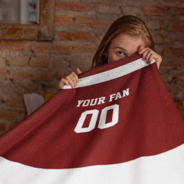 Personligen Football Red & White Fleecefilt