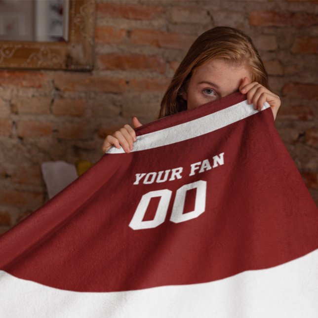 Personligen Football Red & White Fleecefilt (Skapare uppladdad)
