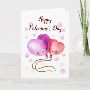 Personligen för ballonger på Cute Valentine Day Kort