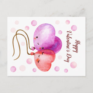 Personligen för ballonger på Cute Valentine Day Vykort