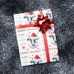 Personligen för den berömda Cow Cowabunga-julen Presentpapper<br><div class="desc">Den här söta Helgdag som omsluter pappra har en svart och vit ko som bär en röd och vit julhatt. Omkring kon är porträtt ornat rött snöflingor. I texten står det "Cowabunga!" och grönt och rött står "God jul". Det finns också mer text fält för att du ska kunna anpassa...</div>