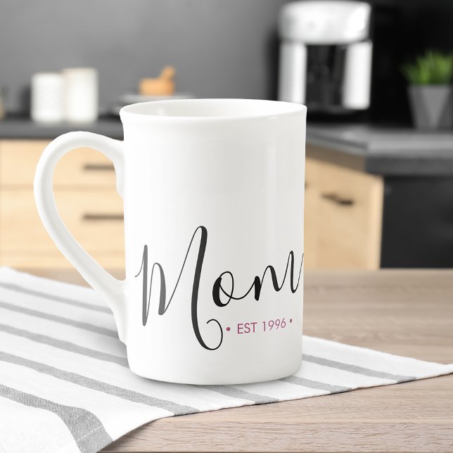 Personligen för det år då mamma inrättades benporslin mugg (Mom Established Year Personalized Bone China Mug)