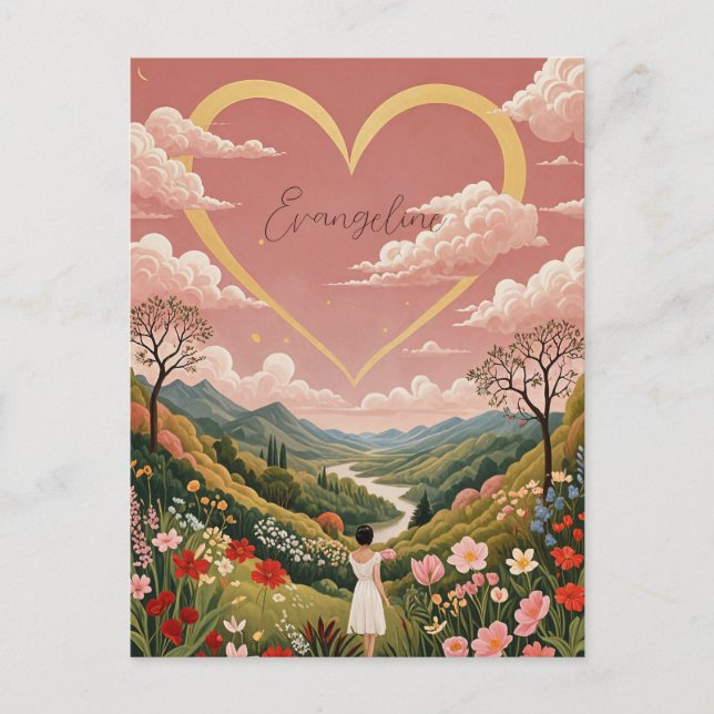 Personligen för en flickas Heartfilt Gaze Vykort (Framsida)