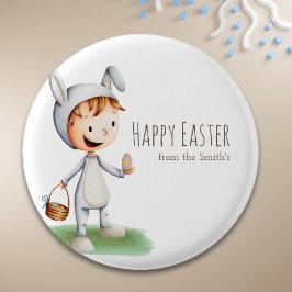 Personligen för familjen Egg Hunt Boy Glad påsk Knapp