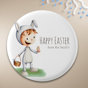Personligen för familjen Egg Hunt Boy Glad påsk Knapp