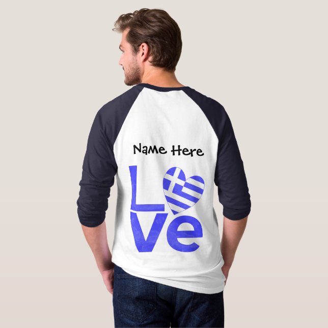 Personligen för Flagga av Greklands blå KÄRLEK Hea T Shirt (Hel baksida)