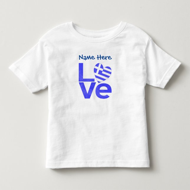 Personligen för Flagga av Greklands blå KÄRLEK Hea T Shirt (Framsida)