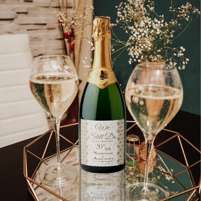 Personligen för gyllene årsdagen (Golden Anniversary Personalized Sparkling Wine Label)