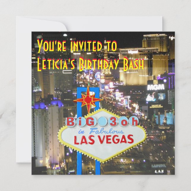 Personligen för Las Vegas 30års födelsedagparty Inbjudningar (Framsida)