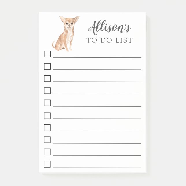 Personligen för vattenfärgChihuahuahunden som ska Post-it Block (Framsida)