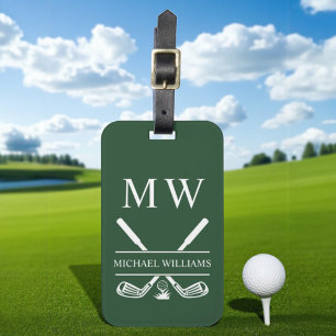 Personligen Forest Grönt Monogram Golf-Klubbar Bagagebricka