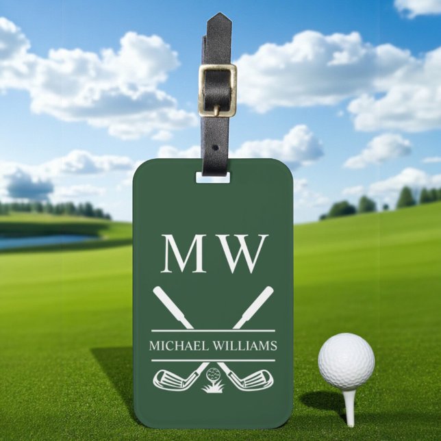 Personligen Forest Grönt Monogram Golf-Klubbar Bagagebricka (Skapare uppladdad)