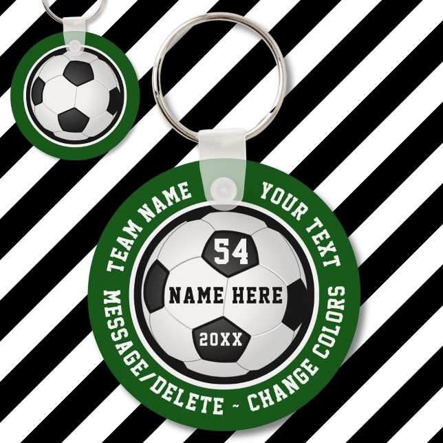 Personligen Fotbojor för pojkar och flickor Nyckelring (Cheap, Personalized Soccer Party Favors. Green, White and Black, Soccer Team Gift Ideas for Players.)