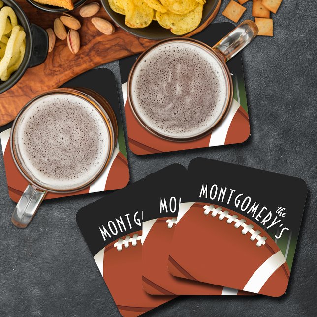 Personligen Fotboll Fält Underlägg Papper Kvadrat (Football field personalized square paper coasters, perfect for the super sports fan)