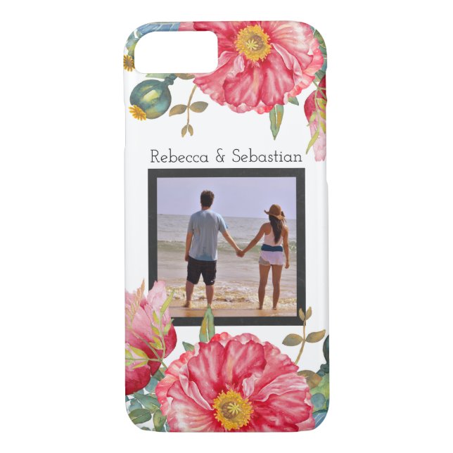 Personligen Foto på diskettenhet vattenfärgsblommo Case-Mate iPhone Skal (Baksida)