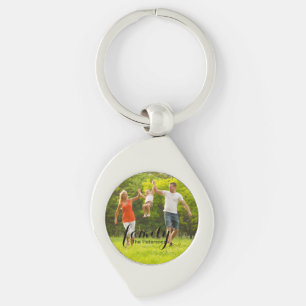 Personligen Fotofotokopia i anpassningsbar-familje Swirl Silverfärgad Nyckelring