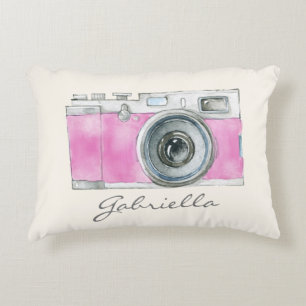 Personligen Fotograf till Cute Rosa Camera  Prydnadskudde
