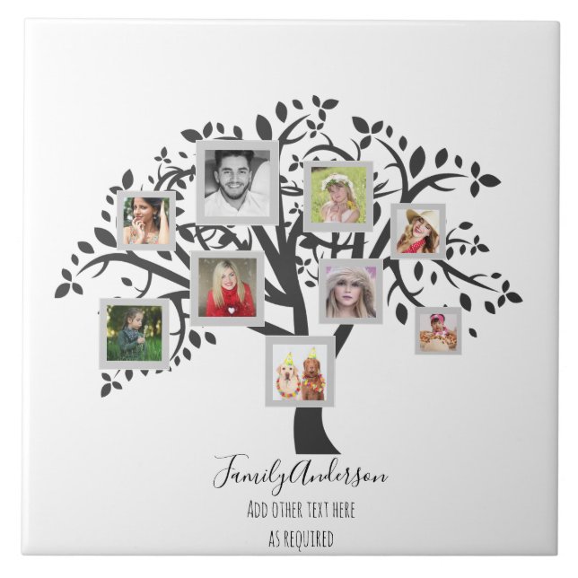 Personligen Fotokollage Family Träd-mall Kakelplatta (Framsidan)