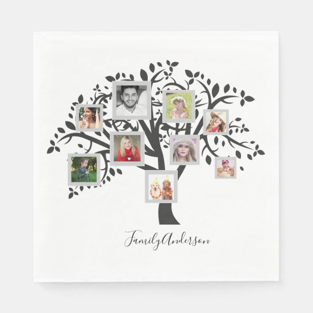 Personligen Fotokollage Family Träd-mall Pappersservett (Framsidan)