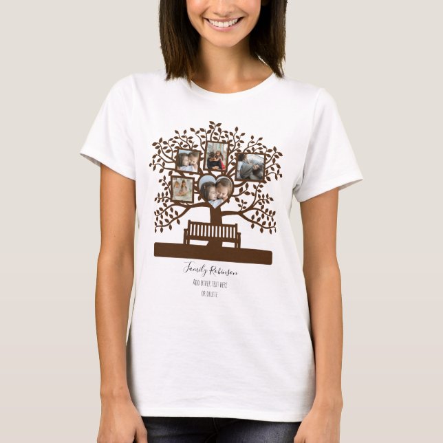 Personligen Fotokollage för familjemall för Träd T Shirt (Framsida)