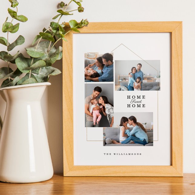 Personligen Fotokollage för hemmet, hemfamilj Poster (Home Sweet Home Family Photo Collage Personalized Poster)
