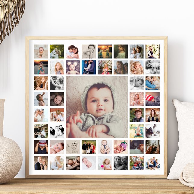 Personligen Fotokollage i anpassningsbar-familjen Poster (Create a lovely collage of your memorable family photos with this poster that you can personalize.)