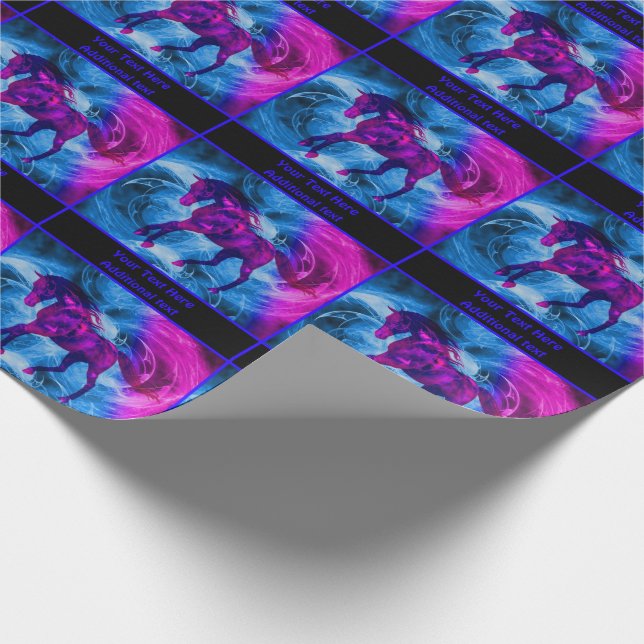 Personligen Galloping Black Horse Fantasy Presentpapper (Hörn)