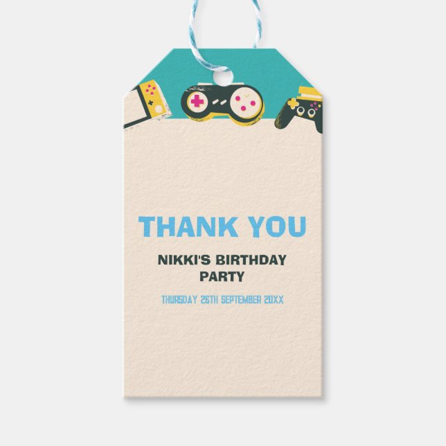 Personligen Game Time Kids spelar födelsedagen Presentetikett (Framsidan)