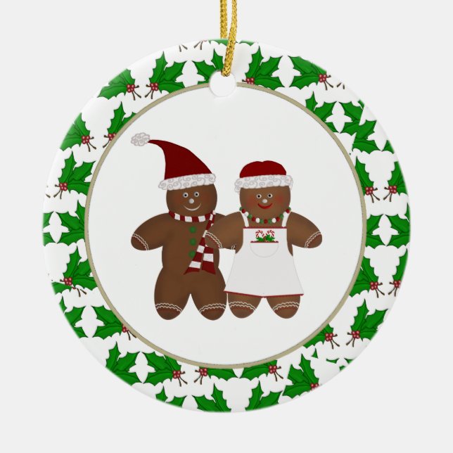 Personligen Gingerbead kopplar ihop med Julgransprydnad Keramik (Framsidan)