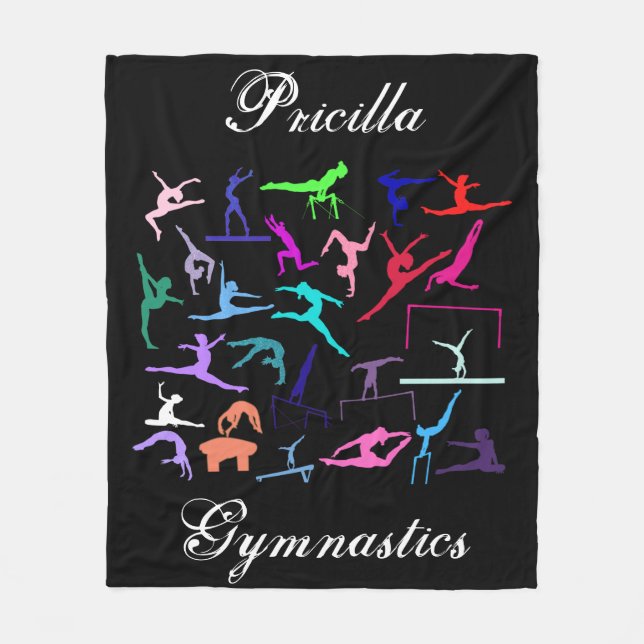 Personligen Girls 25 Gymnastics Poses Fleecefilt (Framsidan)