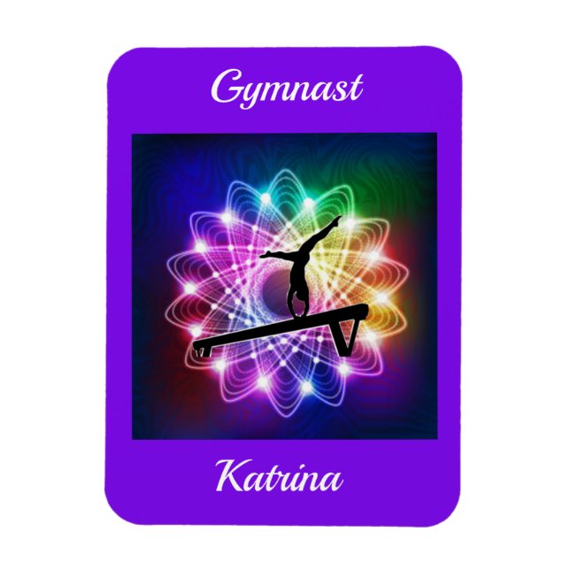 Personligen Girls Gymnast Balance Beam Magnet (Vertikal)
