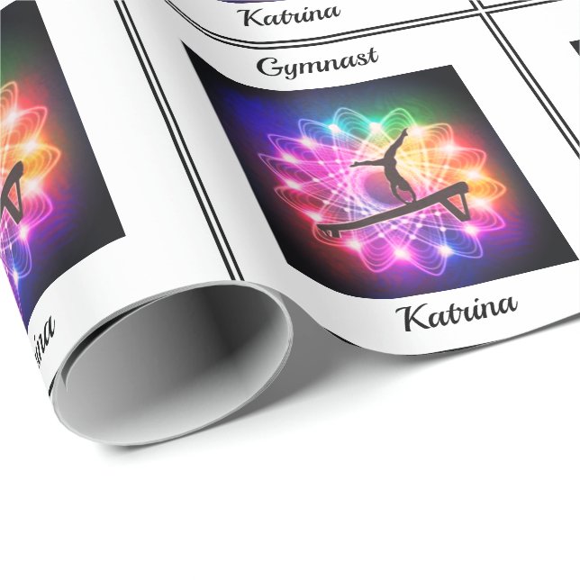 Personligen Girls Gymnast Balance Beam Presentpapper (Rullad Hörn)