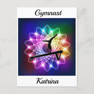 Personligen Girls Gymnast Balance Beam Vykort