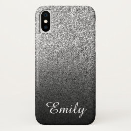 Personligen Girly Silver Glitter Black Ombre