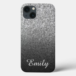 Personligen Girly Silver Glitter Black Ombre
