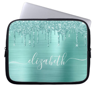 Personligen Glitter för Mint-Grönt-drivning Laptop Fodral