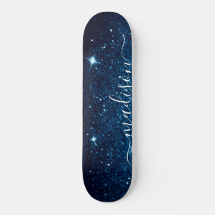 Personligen Glitter vid den blå Gnistran Mini Skateboard Bräda 18,5 Cm