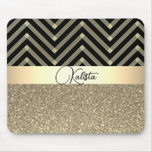 Personligen Glittery Guld och Black Chevron