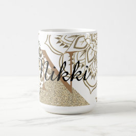 Personligen Glittery Lotus Leopard Monogram Magisk Mugg