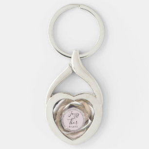 Personligen Glittery Silver Ro Petals Twisted Heart Silverfärgad Nyckelring