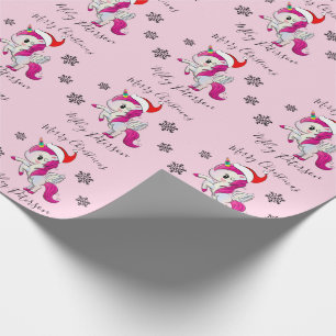 personligen god jul unicorn & snöflingor presentpapper