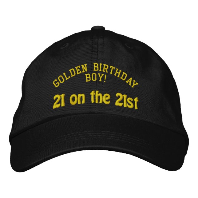 Personligen Golden Birthday Broderad Keps (Framsida)