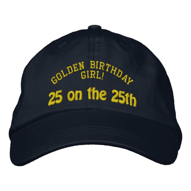 Personligen Golden Birthday Broderad Keps (Framsida)